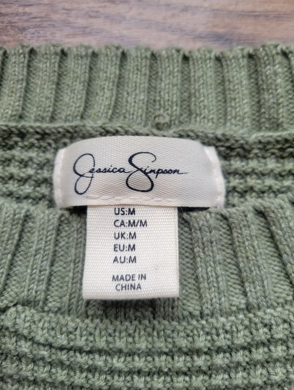 Jessica Simpson Sage Green Ribbed Sweater Med